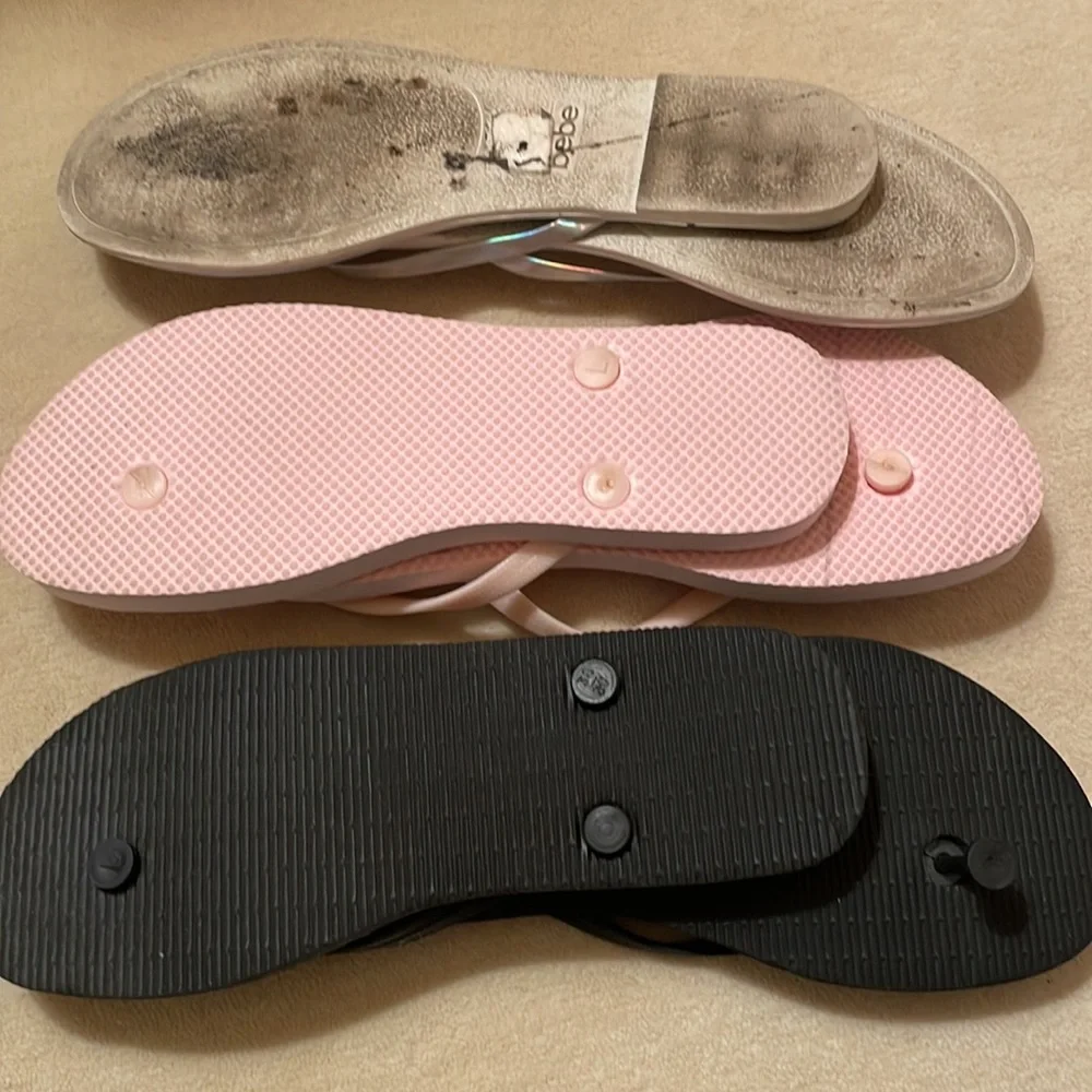 Flip/ flops sandals. Size med black. Size 9 silver size l pink - Picture 2 of 3